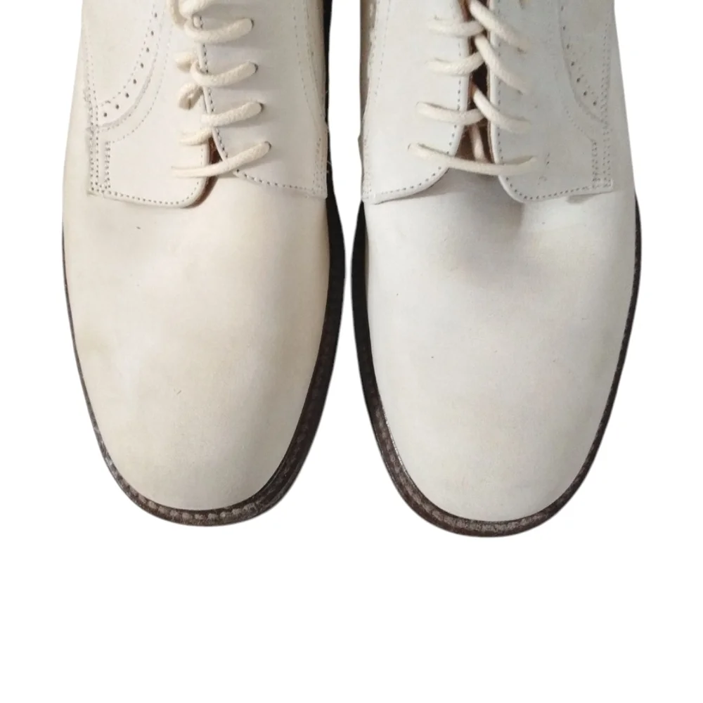 Johnston & Murphy Cream Oxfords Classic Lace Up Leather Shoe Size 9 M